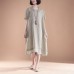 vintage cotton gown plus size Short Sleeve Fake Two-piece Summer Casual Khaki Dress