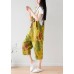 Vintage Yellow pockets print Jumpsuit Summer