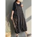Spring plus size plus fertilizer to increase bloomers striped cotton and linen jumpsuit