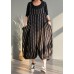 Spring plus size plus fertilizer to increase bloomers striped cotton and linen jumpsuit