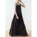 Summer New Sling Large Chiffon Black Striped Jumpsuit